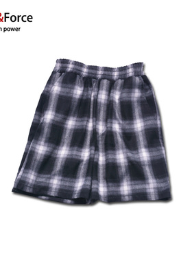 Ares＆Forceulzzang黑白格大码五分裤情侣港风chic复古宽松休闲男