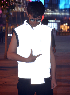 Ares＆Force3M反光服连帽马甲夜晚骑行风衣男女原宿风衣大码情侣