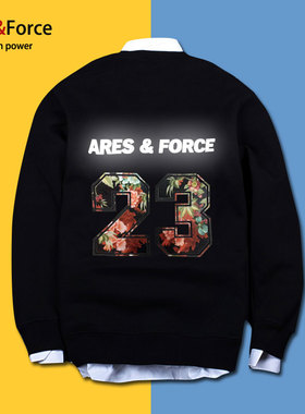 Ares＆Force潮牌青少年胖子大码男装 反光衣加肥加大嘻哈宽松卫衣