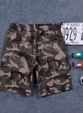 男士迷彩五分裤休闲短裤青年5分中裤潮流大码沙滩裤肥佬宽松280斤