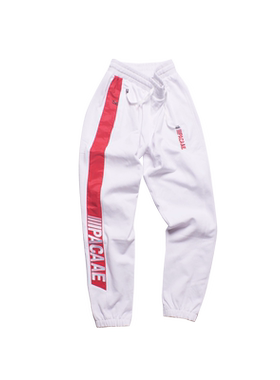 街舞团队演出裤子白色字母束脚裤女宽松运动大码长裤男特大码280