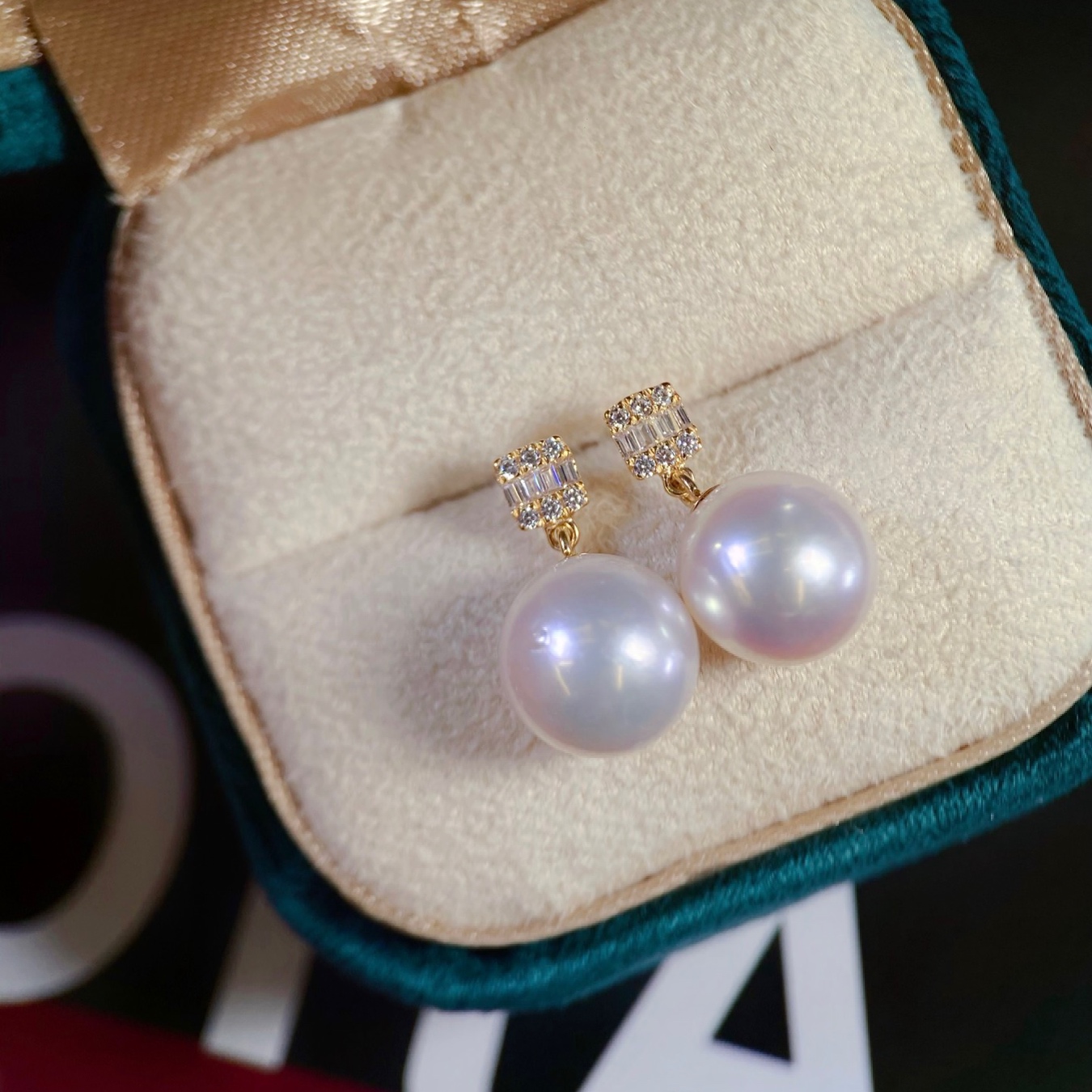 18K金镶嵌锆石耳钉配件空托