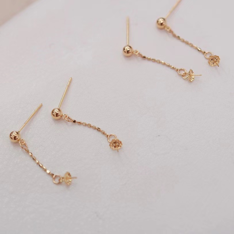 18K金豆豆链耳钉耳线灵动时尚