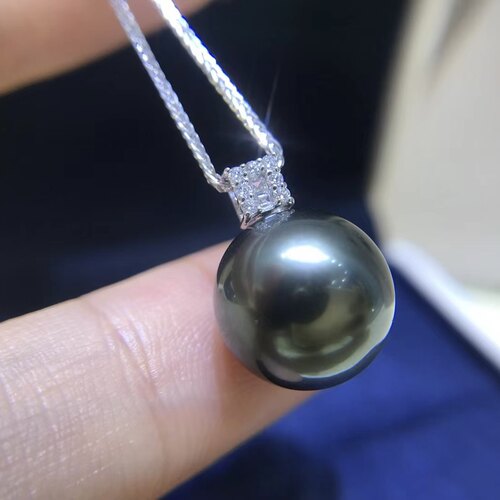 18K金莫桑石配件10-12mm天然珍珠吊坠DIY空托精致方糖简约厚金款