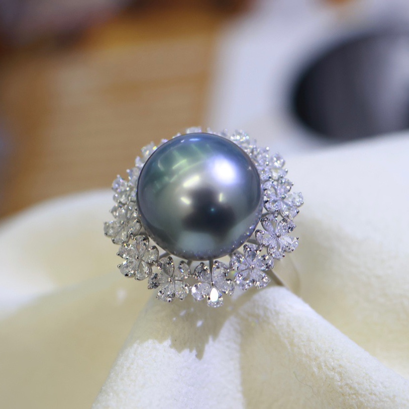 18K金镶锆石戒指配件空托