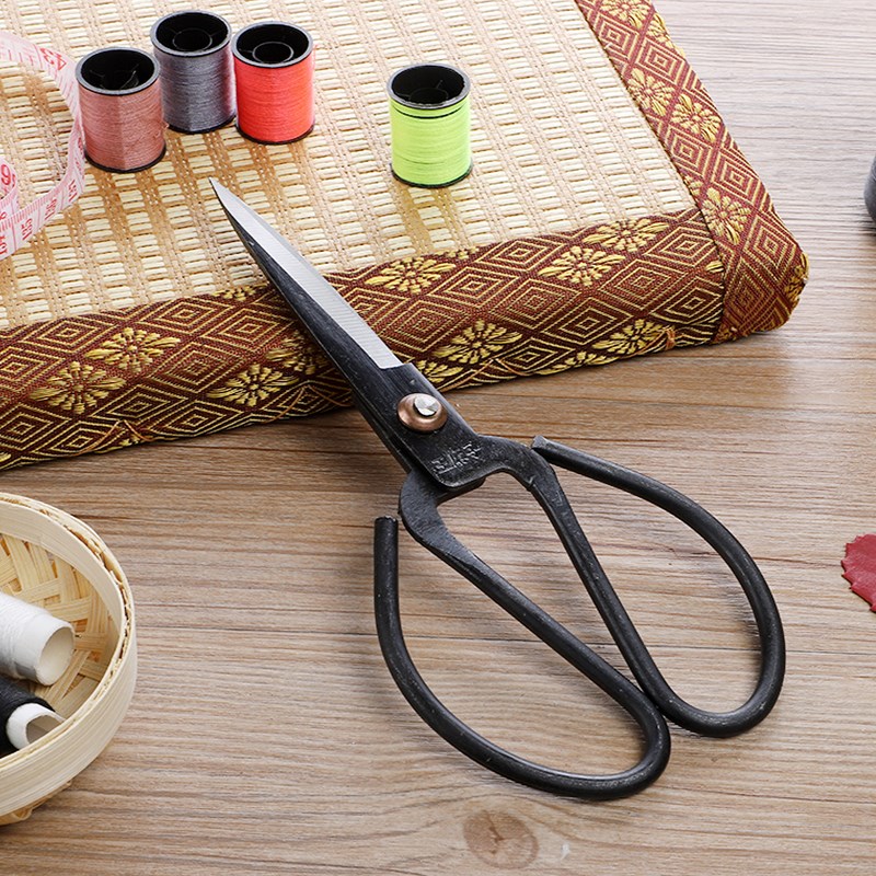 王麻子剪刀老式黑老虎剪刀家用剪子锻打锋利带槽口剪纸剪布皮革剪