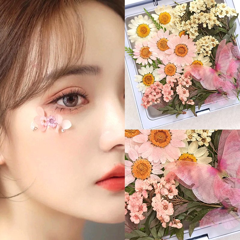 化妆拍照干花贴脸花朵妆容新娘造型脸部装饰创意贴花饰品压花diy