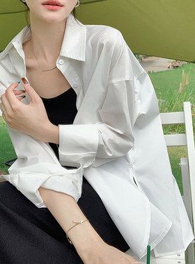 白色衬衫女夏季薄款小个子防晒衬衫外套开衫外搭上衣设计感小众