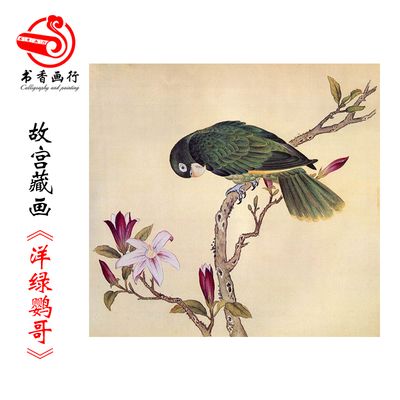 故宫鸟谱035洋绿鹦哥仿古画