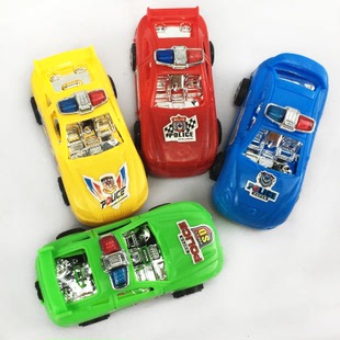 014儿童创意小玩具四款 彩色电镀回力警车卡通模型20g