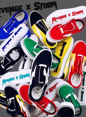 正品Revenge x Storm复仇风暴闪电火焰低帮帆布情侣滑板鞋男女潮