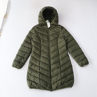 女中长款 百搭薄款 长袖 时尚 棉服D19 羽绒服外套连帽拉链修身 秋冬季