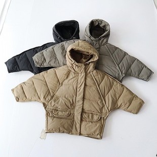 棉服连帽拉链暗扣宽松时尚 女童长袖 面包服小中童棉衣X15 新品 冬季