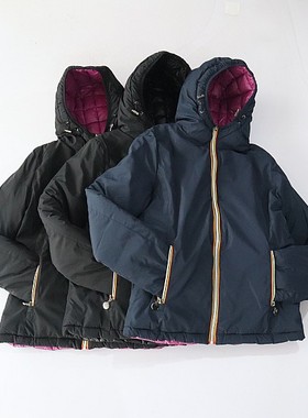 冬季女长袖棉服外套连帽拉链宽松休闲纯色双面穿时尚百搭棉衣D23