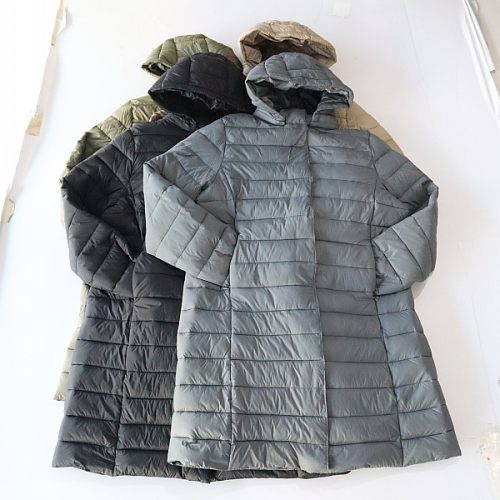秋冬季女中长款长袖棉服外套立领连帽拉链暗扣宽松纯色薄款棉衣R1