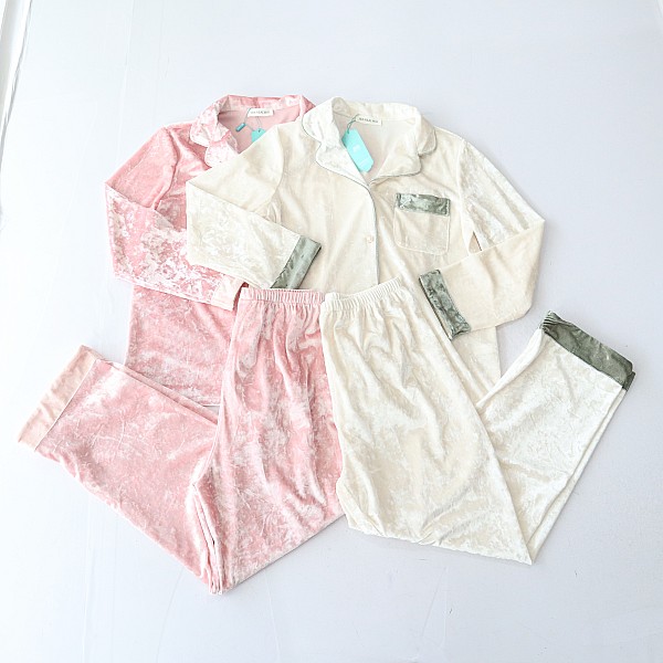 春秋季新品女金丝绒家居服套装长袖纽扣睡衣松紧腰垂感直筒长裤R3