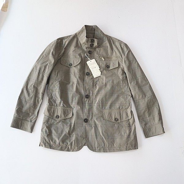 春秋季男长袖格子夹克外套立领拉链纽扣宽松休闲多口袋上衣C8M,男装,夹克,淘宝优惠券,粉丝福利购,淘宝优惠卷