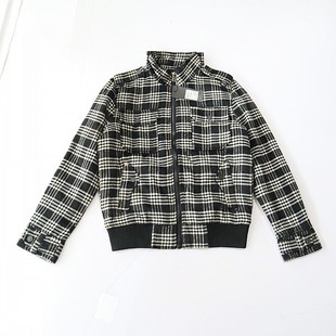 夹棉夹克外套立领拉链青年多口袋上衣D3 男格子长袖 春秋季 新品