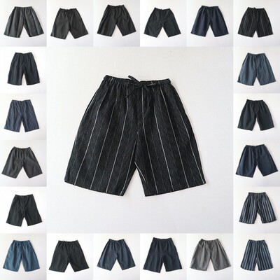 夏季男条纹休闲短裤纯棉松紧腰宽松大裤衩时尚百搭五分裤H5M