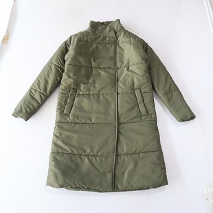 棉服外套立领暗扣宽松纯色时尚 长袖 百搭棉衣X144 女中长款 秋冬季