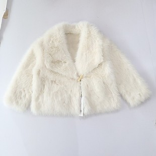 秋冬季 皮毛一体外套V领一粒牛角扣宽松时髦百搭皮草上衣D16 女长袖
