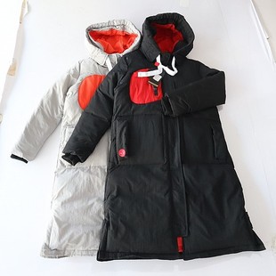 棉服外套连帽拉链暗扣宽松开叉时尚 长袖 百搭棉衣X131 女中长款 冬季