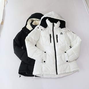 棉服外套立领连帽拉链修身 女长袖 多口袋刺绣百搭棉衣R1 新品 冬季