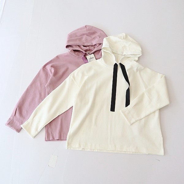 春秋季新品女长袖卫衣棉连帽套头宽松休闲开叉纯色学生百搭上衣F4