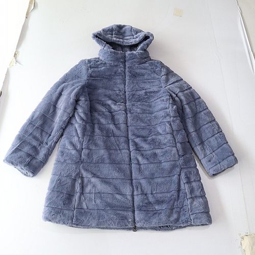 冬季女中长款棉服外套立领连帽拉链宽松双面穿仿獭兔毛棉衣X142