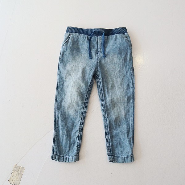 春秋季女童牛仔裤棉松紧腰修身无弹小童时尚百搭长裤H2