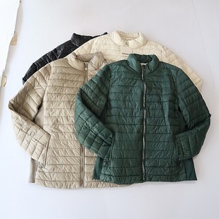 百搭薄款 棉服外套立领拉链宽松拼接时尚 棉衣D9 女长袖 春秋冬季