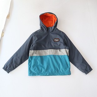 春秋季 加绒卫衣连帽半拉链套头宽松撞色中童百搭上衣C3M 男童长袖