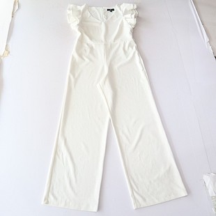 百搭连体长裤 夏季 纯色时尚 连身衣V领后拉链宽松直筒裤 C6M 女短袖