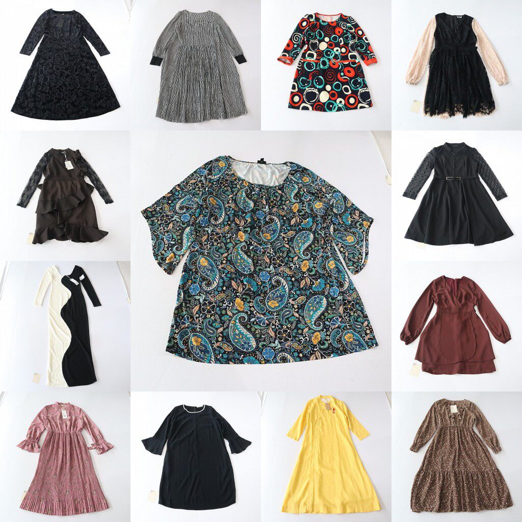 春秋季女中长款长袖连衣裙圆领套头修身时尚百搭A字裙C3M