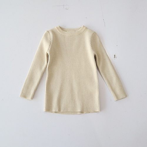 春秋冬季女童长袖毛衣圆领套头修身弹力纯色小童百搭打底针织X11