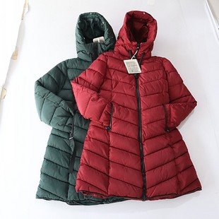 加厚保暖时尚 冬季 棉服外套连帽拉链修身 长袖 百搭棉衣X144 女中长款