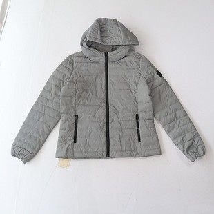 棉服外套连帽拉链宽松休闲纯色百搭薄款 女长袖 棉衣D11 新品 秋冬季