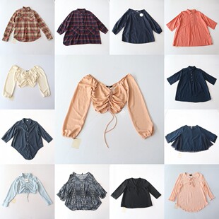 圆领套头宽松纯色时尚 衬衫 百搭上衣C8S 女长袖 春秋季