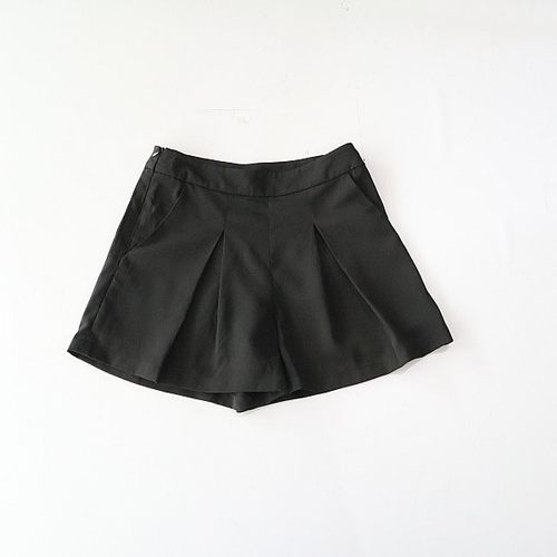 夏季女短裤侧拉链宽松休息纯色时尚百搭三分裤C1S