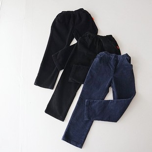 小中童百搭长裤 纯棉松紧腰宽松直筒裤 男女童条绒休闲裤 春秋季