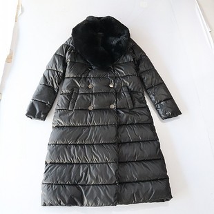 棉服外套西服领大毛领暗扣宽松时尚 长袖 百搭棉衣X131 女中长款 冬季