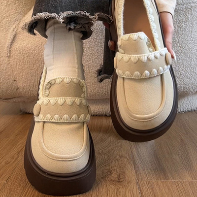 英伦小皮鞋女乐福鞋增高玛丽珍鞋