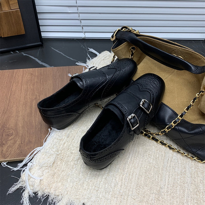 英伦布洛克小皮鞋女冬季加绒2026新款浅口单鞋子一脚蹬乐福鞋真皮,女鞋,牛津鞋/布洛克鞋/德比鞋,淘宝优惠券,粉丝福利购,淘宝优惠卷