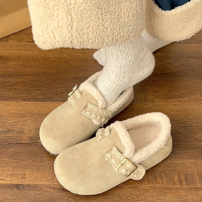 勃肯鞋女保暖棉鞋一脚蹬毛毛鞋