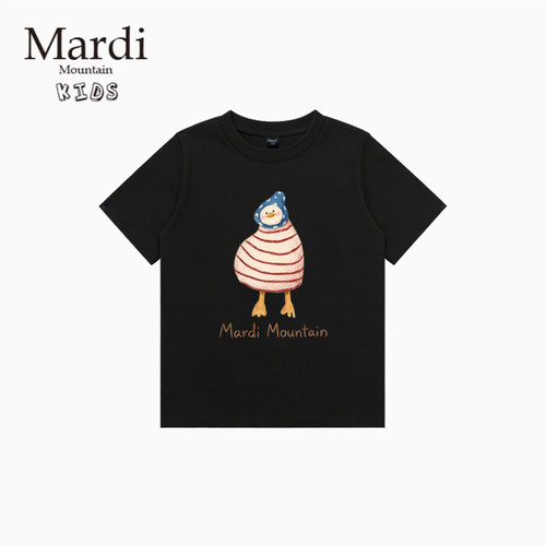 韩国新款 Mardi Mountain 男女中大童装2026夏季短袖印花纯棉t恤