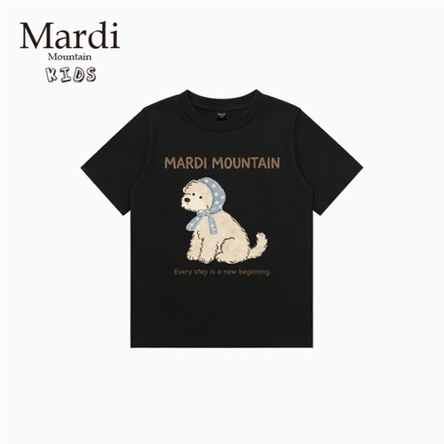 韩国新款 Mardi Mountain 男女中大童装2026夏季短袖印花纯棉t恤