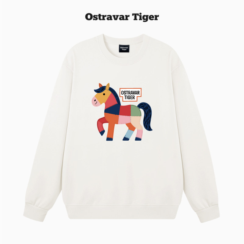 专柜授权 Ostravar Tiger潮牌2025秋冬季套头圆领无帽女卫衣外套