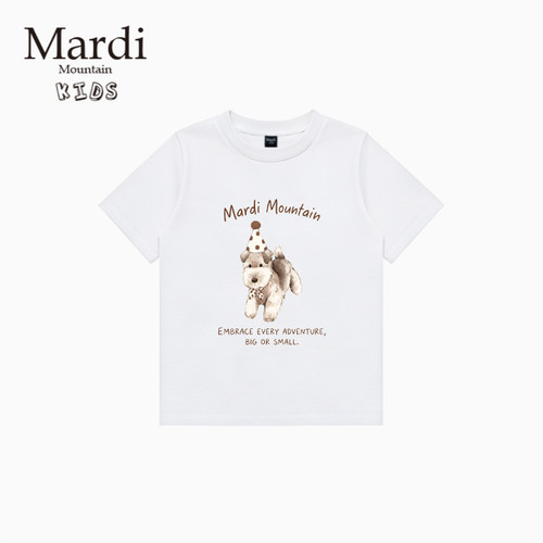 韩国新款 Mardi Mountain 男女中大童装2026夏季短袖印花纯棉t恤