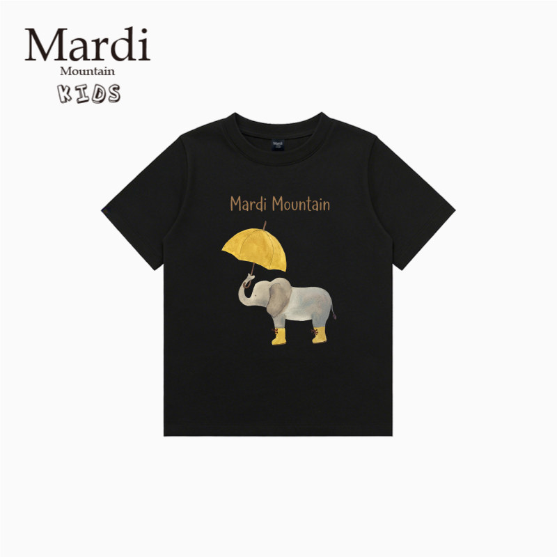 韩国新款 Mardi Mountain 男女中大童装2026夏季短袖印花纯棉t恤图片