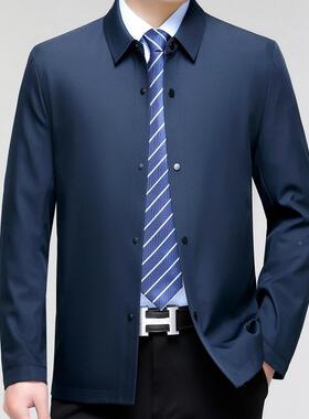 品夹克2222-U闲员男装中年翻领外年春季套新款商务休公务爸爸装茄